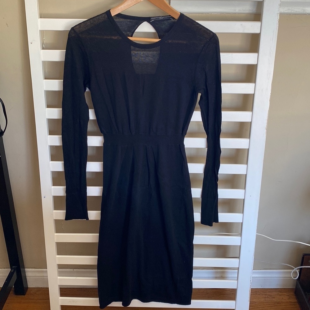 Peruvian Connection Pima Cotton Black Long Sleeve Dress Size XS